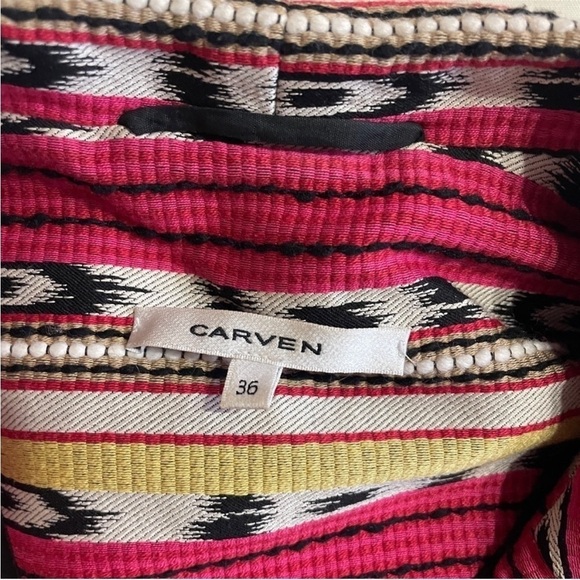 Carven- Pink and Yellow Striped Long Sleeve Trophy Jacket Jacquard Blazer EU 36 - Picture 9 of 10